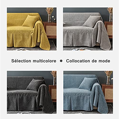 Housse canapé d'angle chenille gris clair couverture salon 1 place - 5