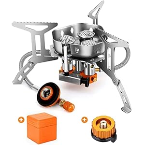 Odoland Campingkocher 6800W Gaskocher mit Piezozündung Adapter Winddicht Gas Campingkocher für alle Schraubkartusche…