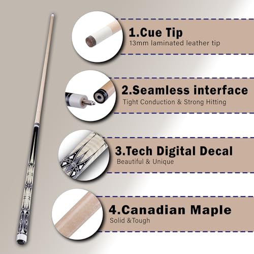 Sinsilvie 13mm 58 Inch 19 20 oz Billiard Pool Cue Stick, 1/2 Maple Billiard Pool Stick - Image 2
