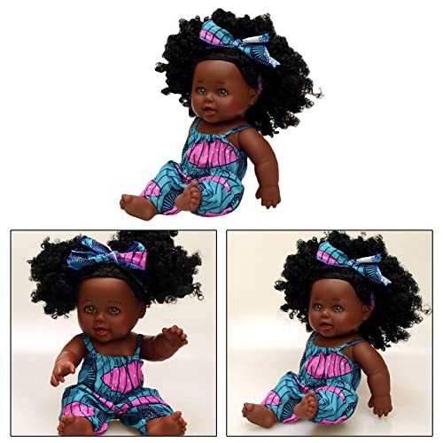 Muñeca bebé ideal para regalo de cumpleaños con ropa de moda negra y cabello 6