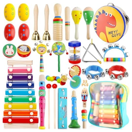 MZJAUVF Juguetes Instrumentos Musicales, 33PCS Instrumentos Musicales Madera para Niño, Educativo Musical de Bebé, Juguetes Madera Bebe, Instrumentos Musicales Infantiles, Juegos Montessori 1 año