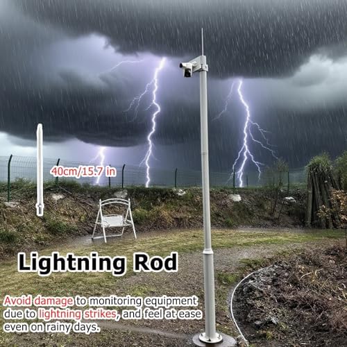 Adjustable 9.8ft Outdoor Security Camera Stand - Durable White Metal Surveillance Column for Home, Farm, Warehouse, Mall - Weatherproof & Height Adjustable 2-6M Kit