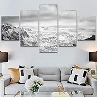 SIGNWIN 5 Panel Canvas Wall Art Dramatic Forest Landscape Living Room Orange Photography Rustic for Home Decorations Ready to Hang - 60