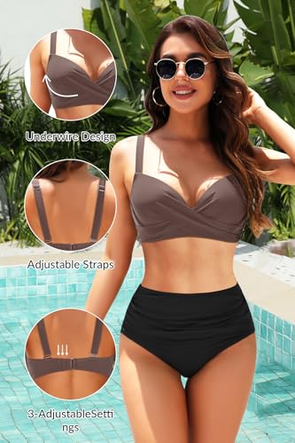 Image of Aqua Eve Women Underwire Bikini Top - Push Up Swimsuit Top Bra Padded Bathing Suit 2026 Twist Front Swimwear