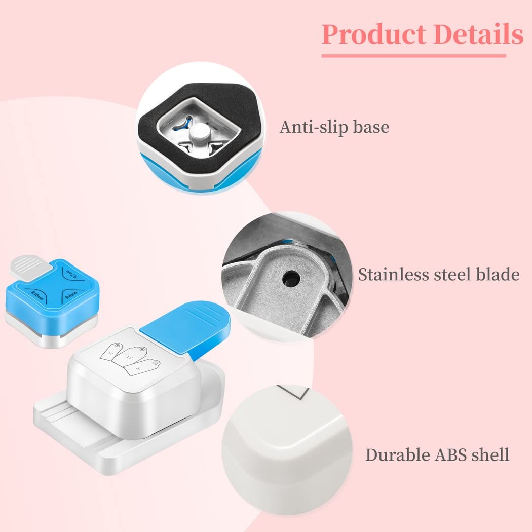 3-in-1-Papierstanzer zum Basteln, 3,8 cm, 5,1 cm, 6,3 cm, Tag-Stanzer mit Eckenabrunder für Scrapbooking und Kartenherstellung