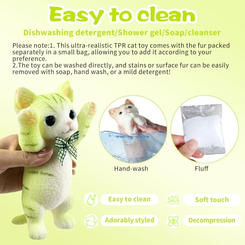Image of Big Hand Painted Cat Squishy Toys,Large Cute Ultra Soft Kitty Squeeze Fidget Toys for Stress Relief ,Kawaii Squishies Sticky Animal Toys for Adults Kids,Decompression Sensory Balls Toys (Green)