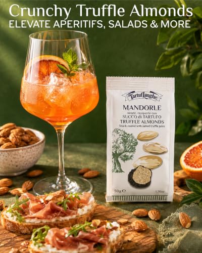 Image of TartufLanghe Truffle Almonds - Lightly Salted, Roasted Nuts Coated with Natural Black Truffle Juice, for Snacks, Topping Salads, and Appetizers - 1.76 oz