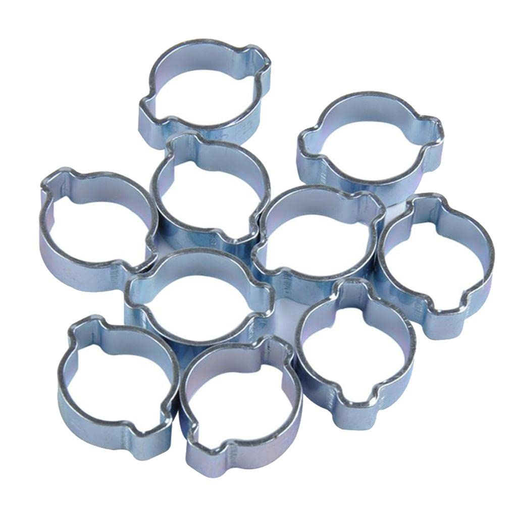 Feriuzymix 7-9Mm Double Ear Clips O Clamp Zinc Plated Steel 10 Pack 7 To 9Mm