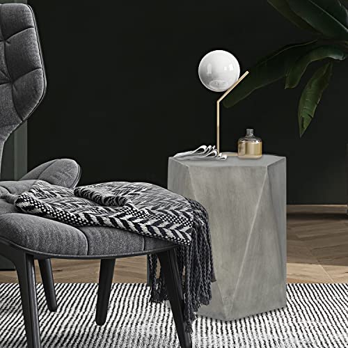 Edeco Modern Concrete End Table,  Indoor Outdoor Hexagon Accent Side Table For Patio Living Room Garden, Grey #TOP3