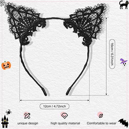 BBTO 8 Pcs Cat Ears Headband Masquerade Cat Ears Women Hair Band Accessories Lace Headband for Mardi Gras Party Costume Daily Decoration - Image 2