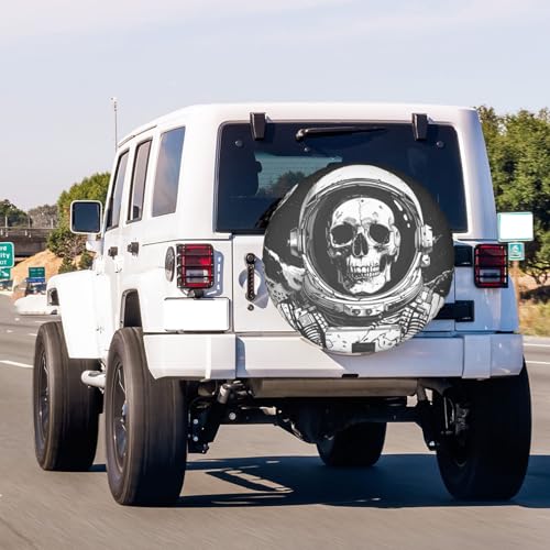 Image of Dujiea Astronaut Music Skull Spare Tire Cover, Universal Wheel Tire Cover Waterproof Dust-Proof Tire Protectors for Trailer Rv SUV Truck Camper and Many Vehicle 14 15 16 17 Inch