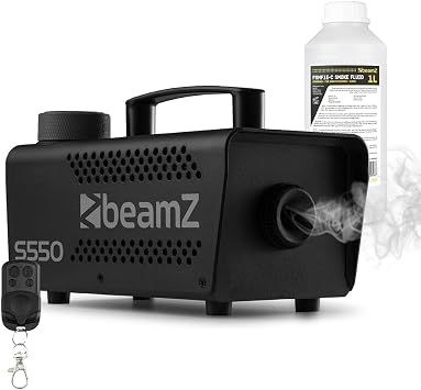 beamz S550 550W Portable Fog Machine with Remote Control, 1L Smoke Liquid, Compact Party Effect Equipment for DJ Events, Stage Performances and Home Use