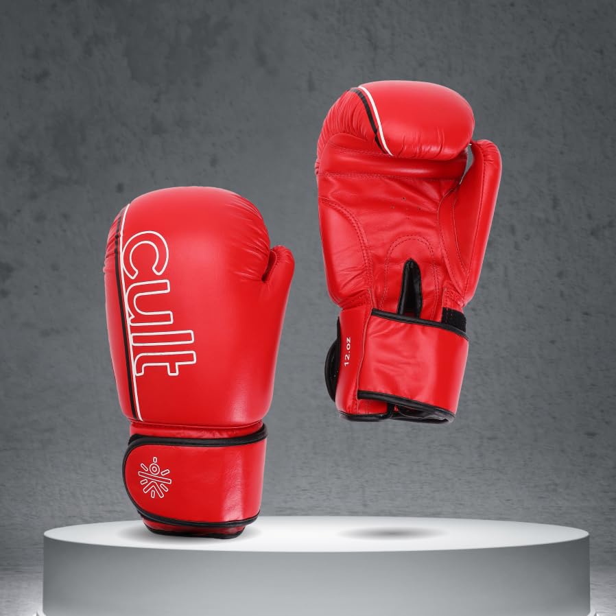 Image of CULTSPORT Boxing Gloves for Men & Women | Foam Padding | Punching Bag Gloves for Boxing, Training, Kickboxing, Muay Thai, MMA | 14 Oz Boxing Gloves | Red