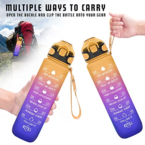 Image of Enerbone 32 oz Water Bottle with Times to Drink and Straw, Motivational Drinking Water Bottles with Carrying Strap, Leakproof BPA & Toxic Free, Ensure You Drink Enough Water for Fitness Gym Outdoor