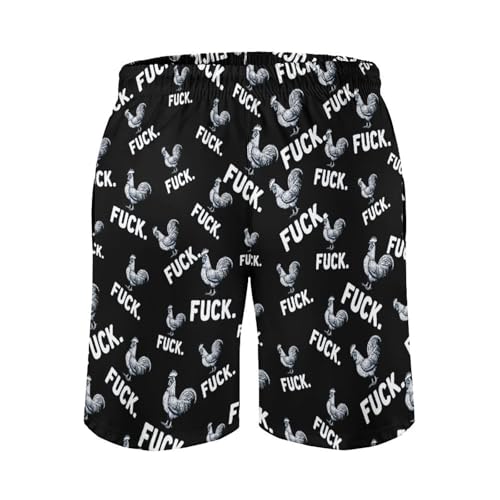Funny Chicken Rooster Fuck Mens Swim Trunks Quick Dry Beach Swimming Shorts with Mesh Lining and Pockets4