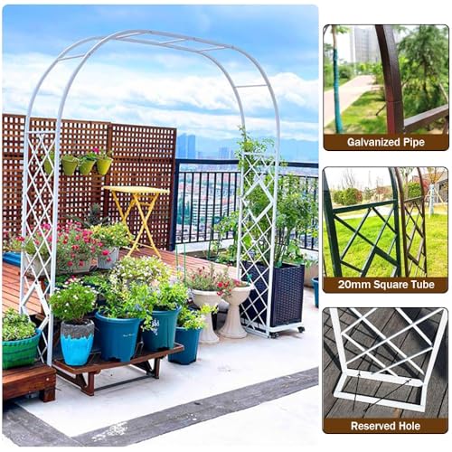 Metal Garden Arch for Weddings & Events, Climbing Plant Trellis Pergola, Outdoor Decor for Christmas & Parties, White, 55" W x 86.7" H, Perfect for Backyard & Lawn - Image 4