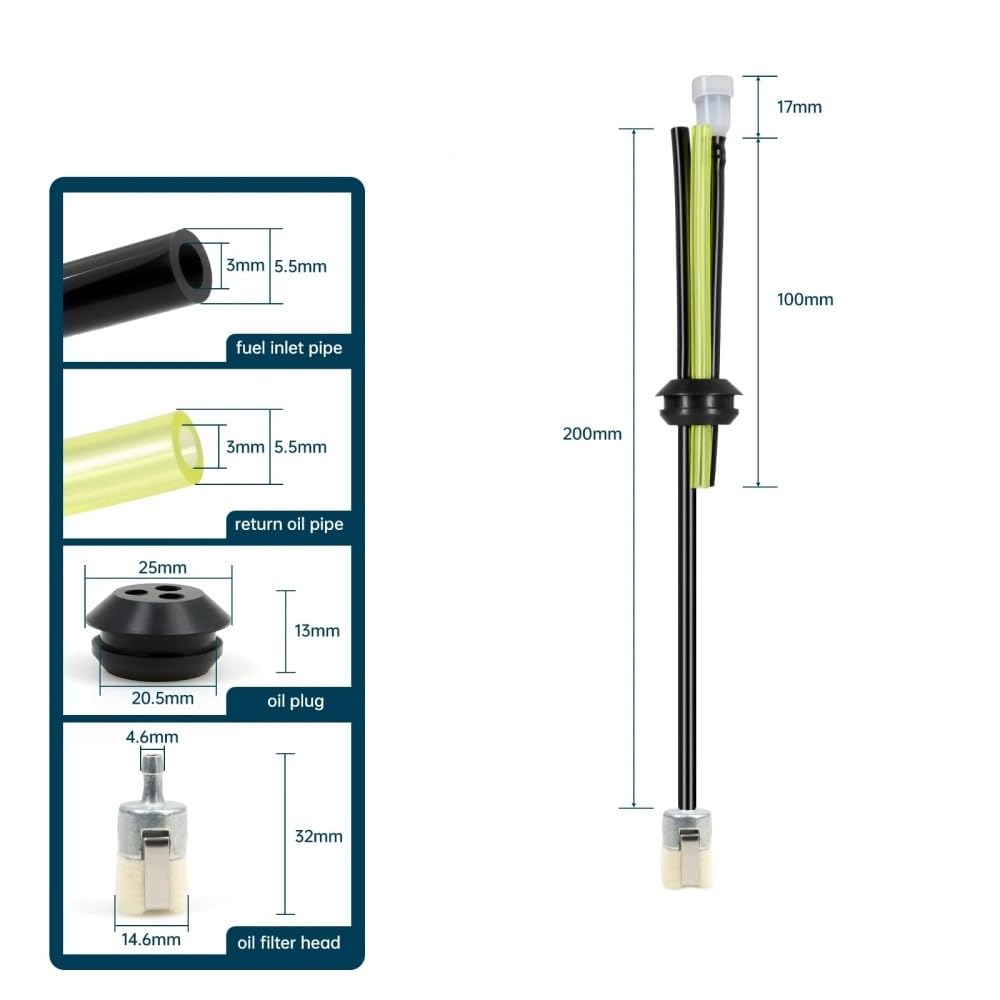 Juego de filtros de Tubo de Combustible for Motosierra, cortacésped, Manguera de Aceite Universal, Herramientas de jardín, 1/2/5 Uds.(3 Hose Kits,5 Pieces)