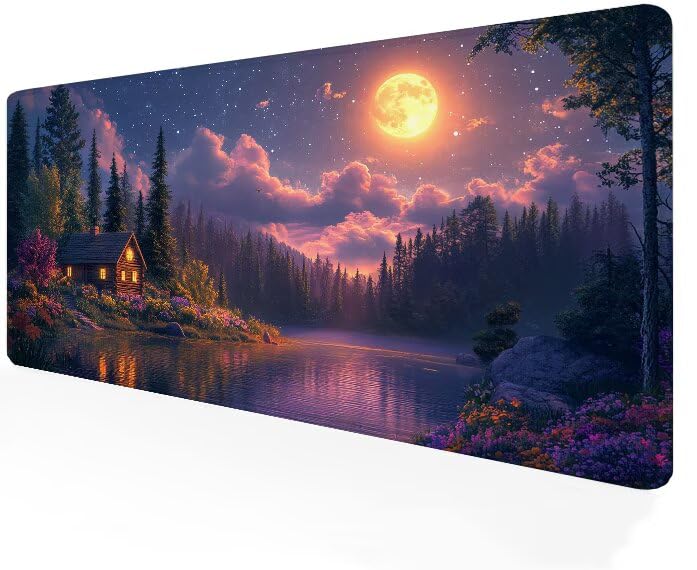 Desk mat lune arbre grand format pour installer un ordinateur de bureau et PC