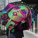 Travel Sun & Rain Windproof Umbrella, Lightweight Portable Compact Travel Auto Folding Umbrella Trippy Swag Girl Smoke Green Art Golf Umbrellas for Women Men