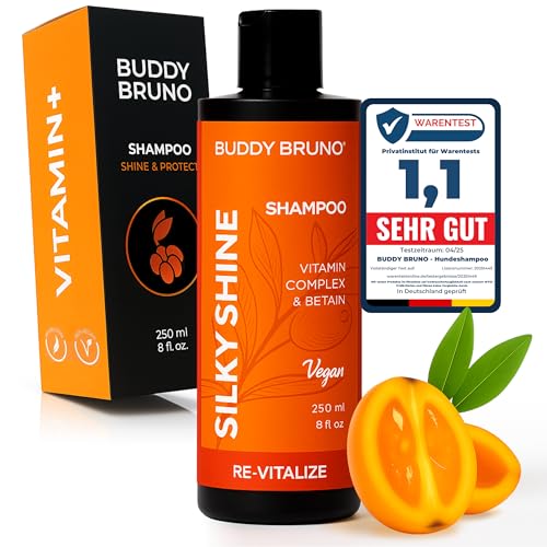 Testnote: Sehr gut - Hundeshampoo sensitiv mit Sanddorn - Fellpflege gegen Juckreiz & Geruch - 100% vegan & natürlich - für glänzendes Fell & Vitale Haut - 250ml