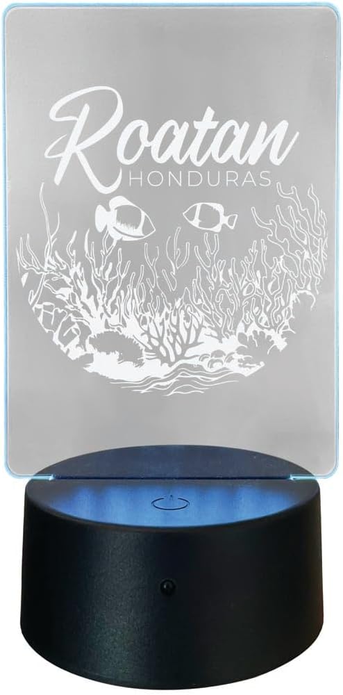Roatan Honduras Souvenir Acrylic Color Changing LED Night Light with Remote and USB Plug in Single