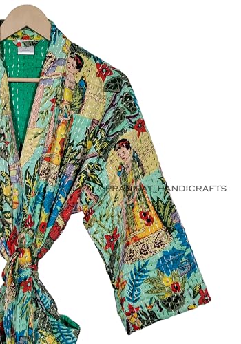 Cotton Lightweight Ethnic Open Front Mid-Length Jacket Ethnic Floral Freda Kaahlo Hippie Print Winter Outwear Boho Kimono Jacket4