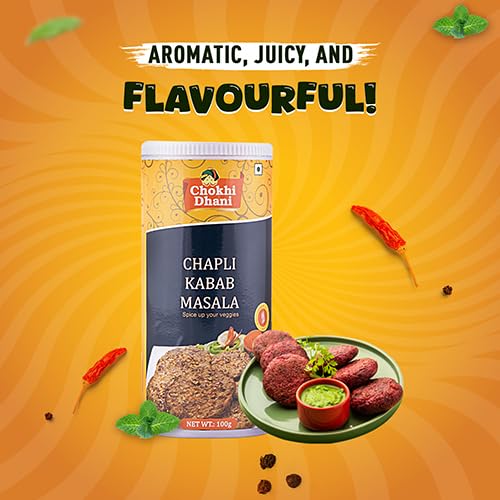 Image of Chokhi Dhani Chapli Kabab Masala 100g | Mughlai BBQ Spice Mix for Chapli, Seekh & Shami Kabab | Spicy Aromatic Kebab Masala | Authentic Desi Grilling Flavour