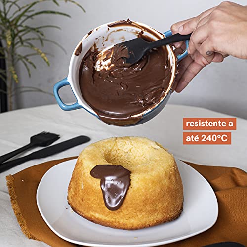 Espátula de Silicone Reta Preta Pequena - Oikos