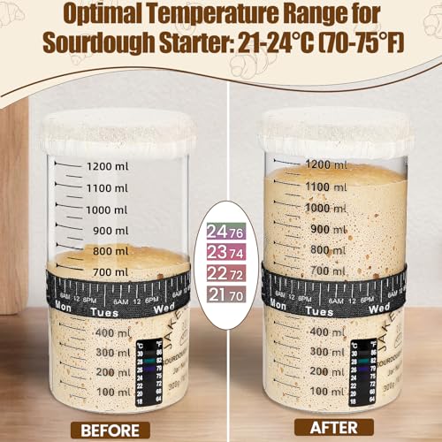 Jakesecer 44oz Sourdough Starter Jar Kit Glass, Wide