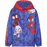 Get Trend Marvel Spiderman Rain Coat Boys & Teens, Fleece Lined Water Resistant Jacket, Lightweight Outerwear, Gifts for Boys 7-8 Years, Blue Spidey Fleece Lining