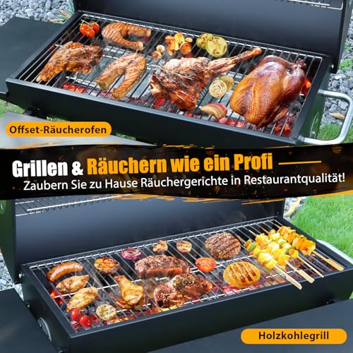 Großer Holzkohlegrill, BBQ Grill mit 4 Lüftungen, Robuster Garten Outdoor Grill 3