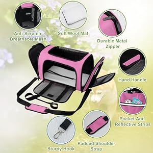 Soundy Dog Carrier Cat Carriers Airline Approved Pet Carrier for Small Medium Dogs Cats Under 15Lbs Puppies Collapsible Soft Sided TSA Travel Puppy Carrier Bag (Medium, Pink) Soundy Dog Carrier Cat Carriers Airline Approved Pet Carrier for Small Medium Dogs Cats Under 15Lbs Puppies Collapsible Soft Sided TSA Travel Puppy Carrier Bag Medium Pink