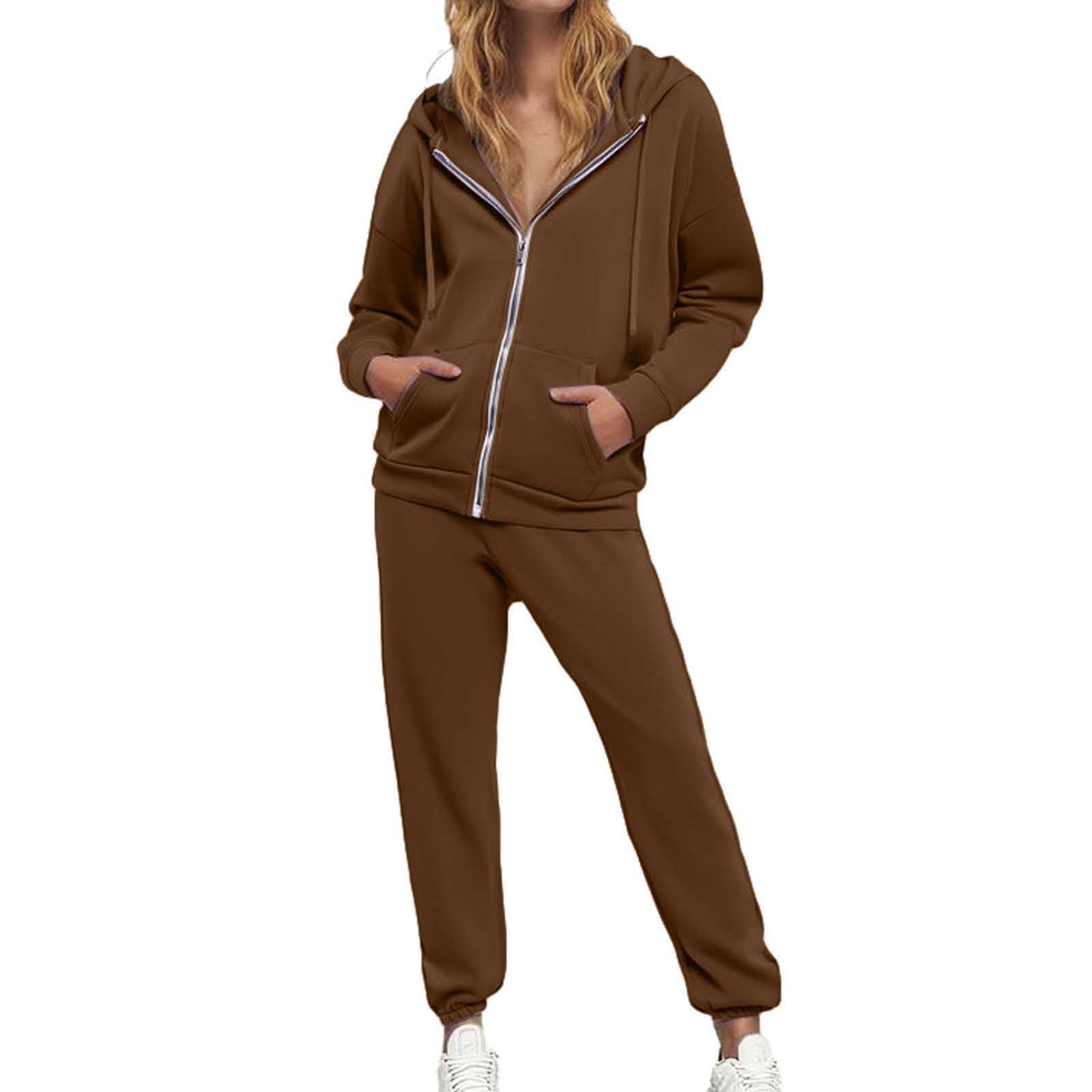 Pantaloni a Vita Alta con Coulisse e Cappuccio Casual da Donna, Due Pezzi