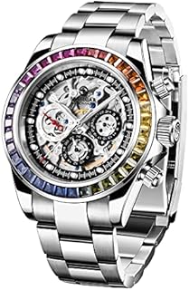 BERSIGAR Herren Uhr Multifunktions Uhr Männer Chronographen Automatik 100M Wasserdicht Quarz Mechanische Uhren Lässig Edelstahl Armband Uhr für Männer Sport Business