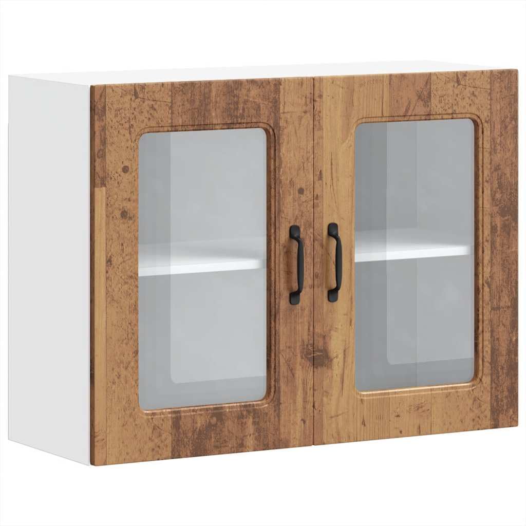 vidaXL Kitchen Wall Cabinet with Glass Door Kalmar Old Wood Engineered Wood, kitchen wall unit, cabinet for kitchen wall, kitchen cabinet on wall — image 1