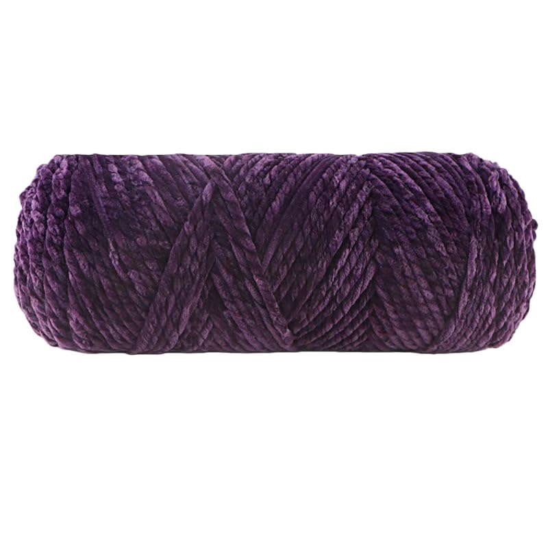 1 Rolls Soft Chunky Chenille Yarn,200g Plush Yarn for DIY Craft Projects, Ideal for Knitting Crocheting Scarves, Hats, Blankets, Cushions,Decor Accents,deep Purple A