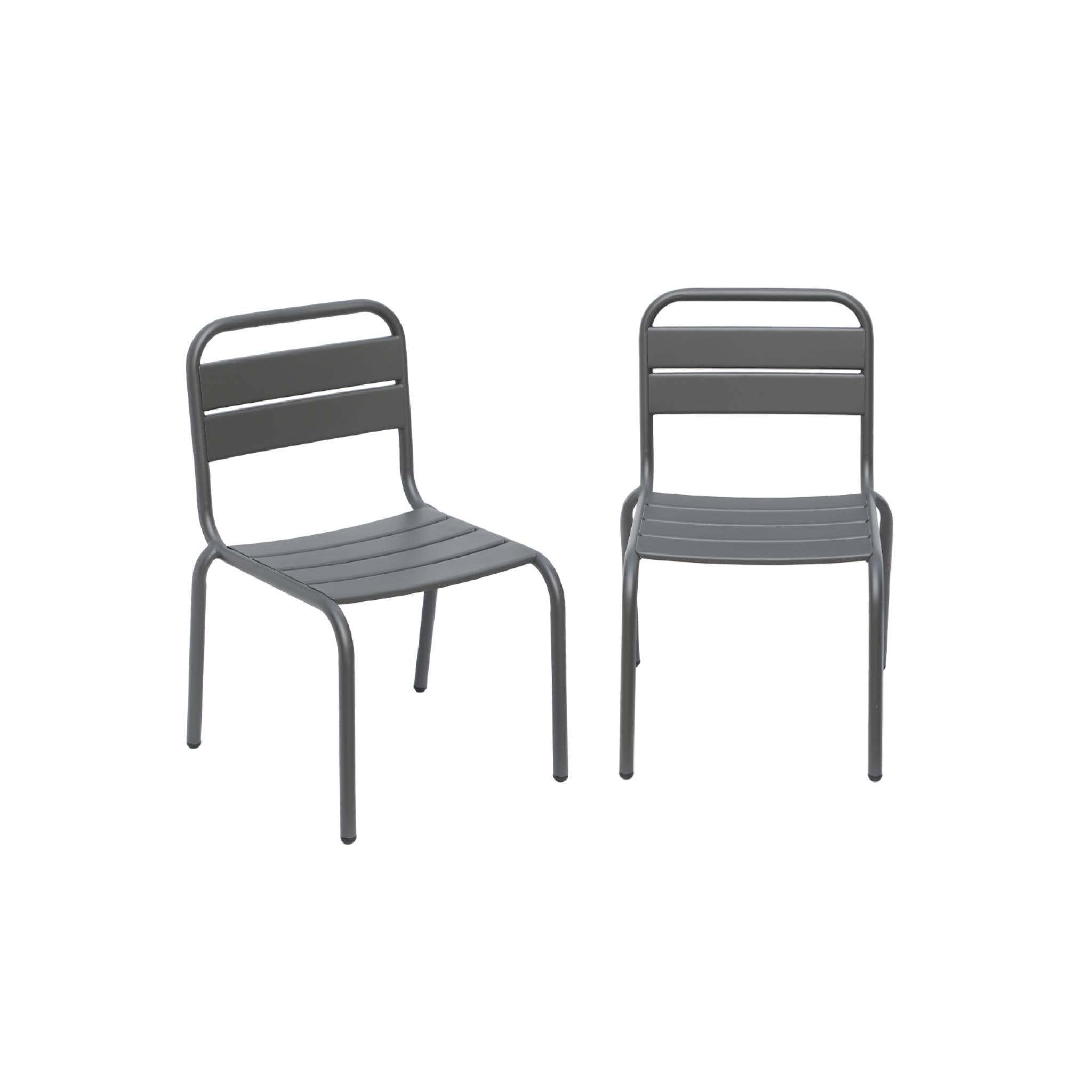 2er-Set anthrazitfarbene Kinderstühle aus Metall - Kristoff