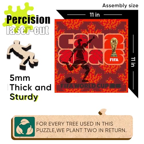 Image of FIFA Canada Poster Wooden Puzzle for Adult, 200 Pieces Irregular Shape Puzzle, 5MM Thick, Creative Collectible Gift for Fans, Officially Licensed Product, 11 x 11