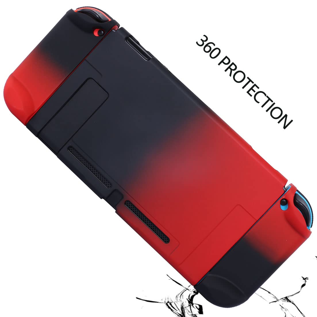 Comcool Étui de protection 3 en 1 pour Nintendo Switch et manette Joy-Con, avec film protecteur d'écran Rouge et noir