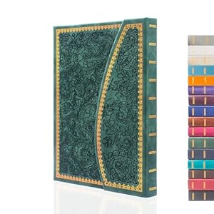 VICTORIA’S JOURNALS Magnet Journal, Carving Vintage Notebook Faux Leather Hard Cover Personal Diary Lined Pages Ribbon Bookmark, 8” x 5.7” (Dark Green)
