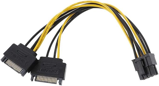 axGear Dual SATA to PCI-E Power Cable 15Pin SATA to 8 pin / 6 pin Video Card Power Wire   