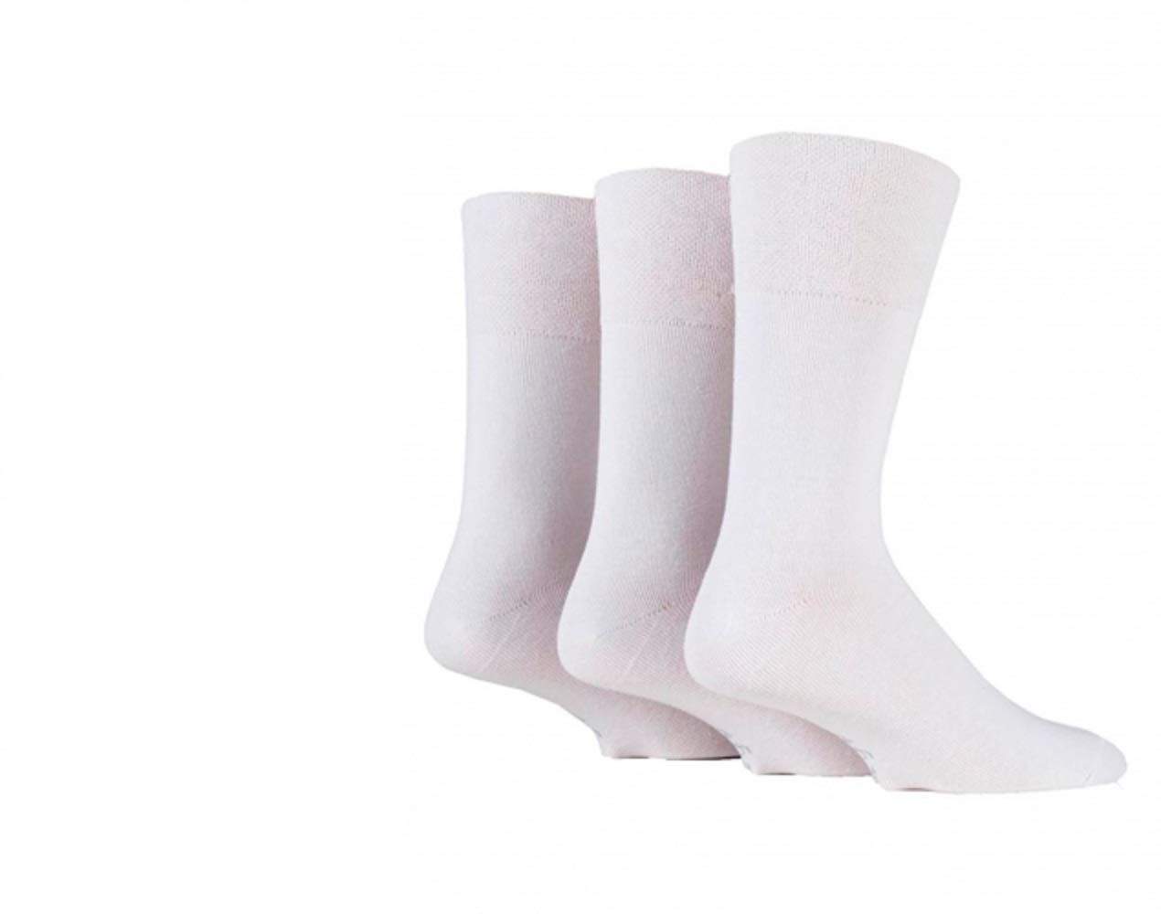 Gentle Grip Men's White 12 Pairs Diabetic Honeycomb Top Non Elastic Socks By Sockshop (White)
