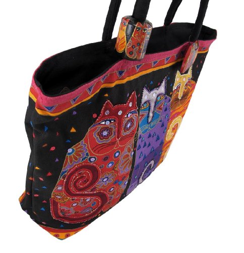 Laurel Burch Shoulder Zipper Top, 19 by 5 by 15-Inch, Feline Friends2