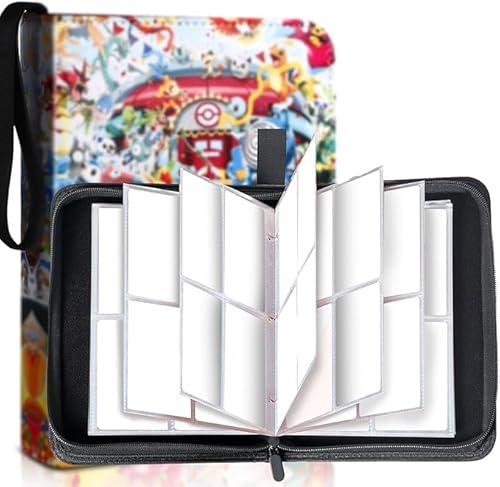 Album Cremallera, Album para Cartas, 60 Páginas 480 Tarjetas Álbum de Cartas Coleccionables, Álbum Titular de Tarjetas PU Carpeta Cartas Impermeable, para Niños