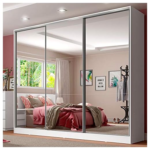 Guarda Roupa Casal 100% MDF com Espelho Madesa Royale 3 Portas de Correr