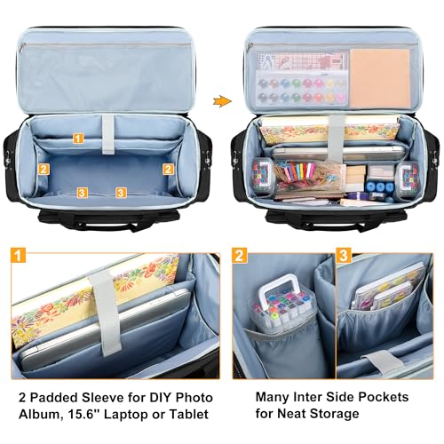 Trunab TN09701 Large Scrapbook Bag With Padded Laptop Sleeve, Craft Bag Organizer Tote With Multiple Pockets For Scrapbooking Supplies And Art Tools thumb #1
