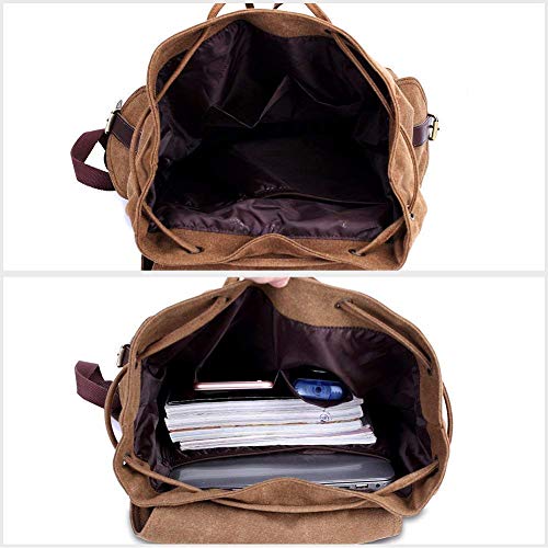 Vintage Canvas Backpack Kaukko Outdoor Travel Hiking Rucksack School Bookbags Khaki