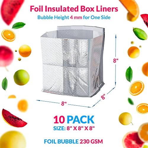 ABC 10 Pack Double Layer Foil Insulated Box Liners 8 x 8 x 8 inches. Silver Shipping Boxes for Frozen Food, Odorless Insulated Containers. Leakproof Cold Shipping Boxes for Frozen Fish, Meat - Thumbnail 2