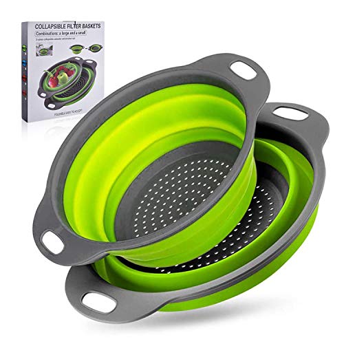 Zwenjuan Silikon Sieb Faltbar - Nudelsieb Mit Griff BPA-frei Klappbar