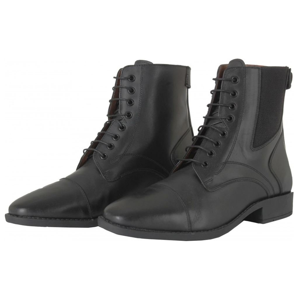 Stivali da donna da uomo Deluxe lacci e zip posteriore del cavallerizzo Jodhpur, Black